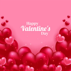 Valentine's Day. Realistic hearts. Vector design. Template for cards, banners, posters, and more.