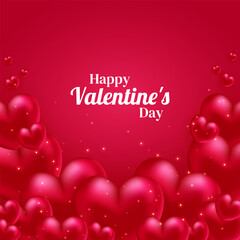 Valentine's Day. Realistic hearts. Vector design. Template for cards, banners, posters, and more.