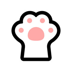 White cat paw icon. Cat foot with beans simple illustration.