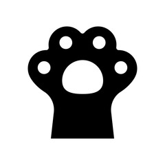 Black cat paw icon. Cat foot with beans simple illustration.