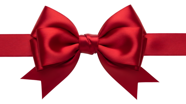 Elegant Red Satin Ribbon Bow Isolated on Black Background