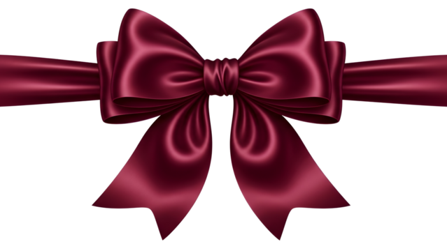 Elegant Burgundy Satin Ribbon Bow Isolated on Black Background - Powered by Adobe