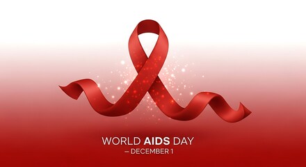 Elegant red ribbon design symbolizing universal awareness and solidarity for World AIDS Day, a significant global health observance commemorated annually on December 1st