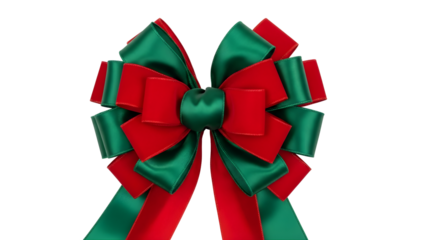 Red and Green Christmas Bow Isolated on Black Background for Festive Holiday Decoration