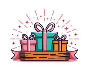 Festive gift boxes vector illustration