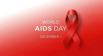 A symbolic red ribbon representing awareness and solidarity in the global fight against HIV, set against a simple gradient background for the December first observance