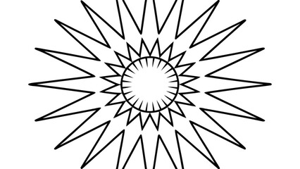 Geometric Sunburst Vector Line Art. Retro Modern Sun Rays Pattern Icon.