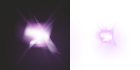 Purple Energy Burst Overlay PNG &mdash; Glowing Neon Light Explosion, Bright Magic Flare, Futuristic Lens Glow, Vivid Radiant Flash, Abstract Optical Spark Effect, Dynamic Luminous Background