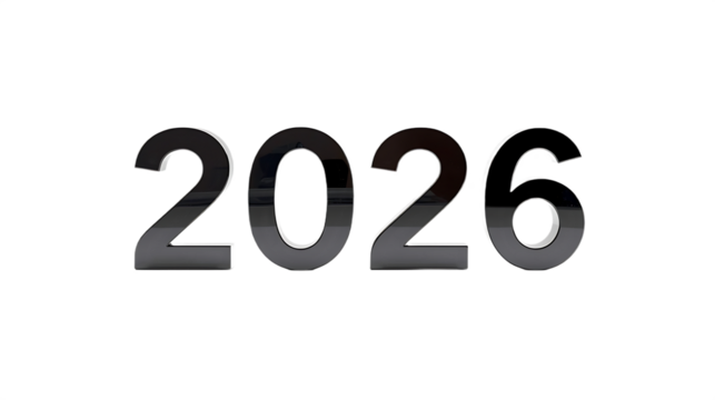 Metallic 3d rendered numbers 2026 forming the new year isolated on transparent background
