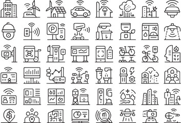 Smart city icons isolated on for presentation