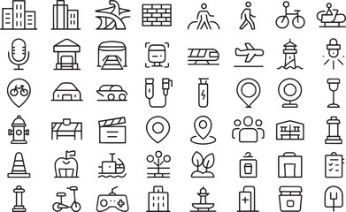 City infrastructure icons isolated on for presentation