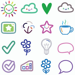 Sticker-Style Outline Clipart.Sticker Outline Clipart Line Icons.