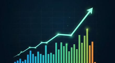 Digital, Stock, Market, Graph ,Background, with Rising ,Bars ,& Trend ,Line, 