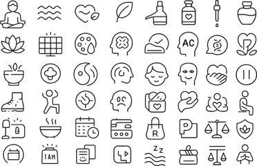 Set of alternative medicine icons isolated on