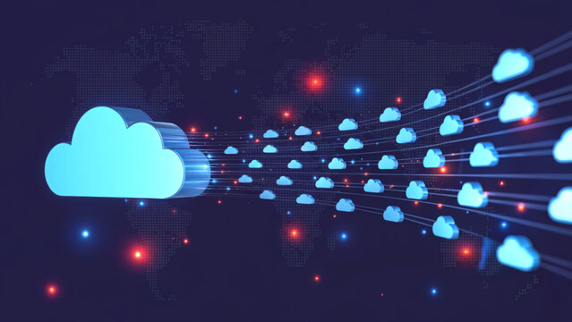 Dynamic cloud network connecting global data streams for modern digital transformation and innovation