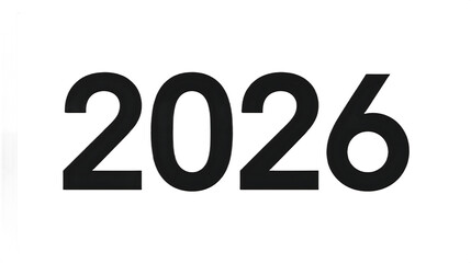Bold black number 2026 digit year isolated on transparent background
