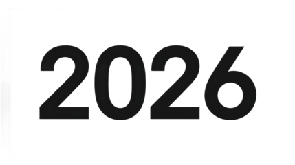 Bold black number 2026 digit year isolated on transparent background