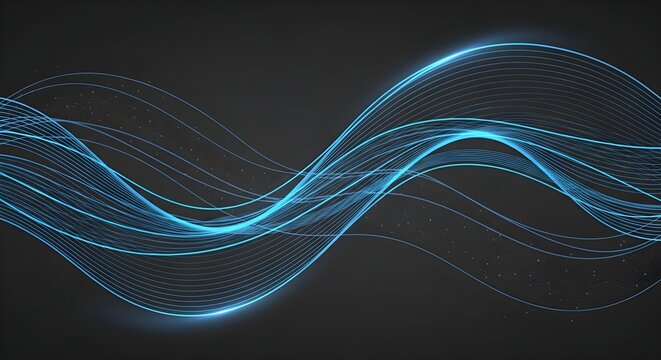 Abstract blue wave lines background flowing light design for digital wallpaper and modern technology concept - Powered by Adobe