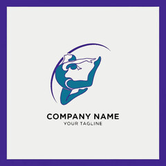 Dynamic female gymnast performing an elegant pose with a ribbon.