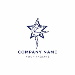 Elegant Female Dancer Silhouette in Star Logo Design.