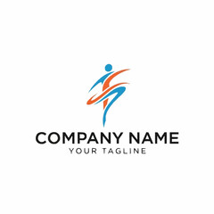 Dynamic Abstract Human Figure Logo Design.