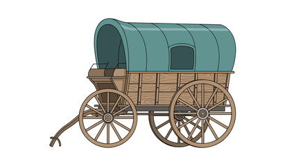 Charming covered wagon illustration, perfect for history projects, educational resources, and vintage designs