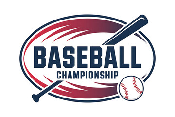 Modern baseball championship logo with dynamic swoosh and bat
