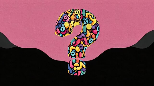 animation question mark floral decorative pattern with pastel colors and ornate details on soft background, perfect for feminine branding, lifestyle visuals, and creative projects