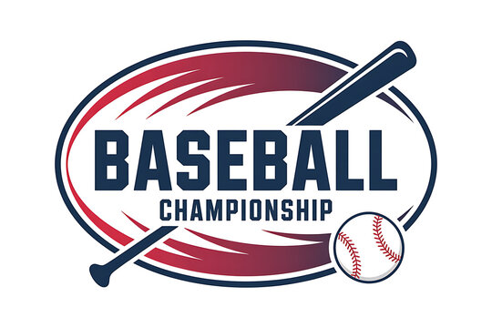 Modern baseball championship logo with dynamic swoosh and bat - Powered by Adobe