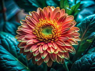 Vibrant Orange Gerbera Daisy Close-Up with Teal Background