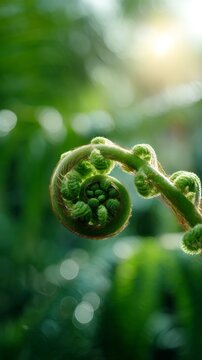 Koru Unfurling Fern Frond Background Symbolizing New Life and Growth (Māori)