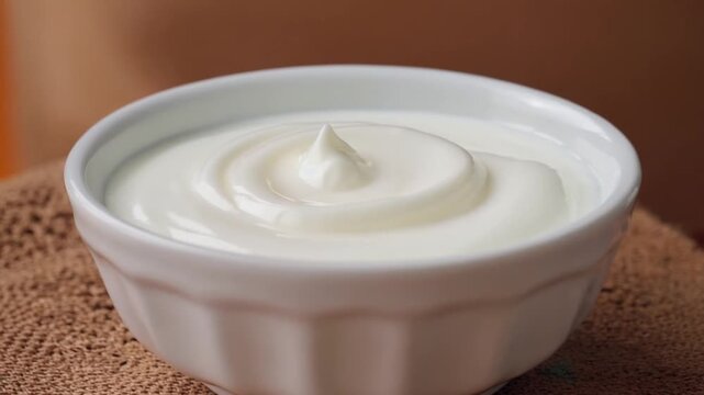 healthy plain curd dahi yogurt indian dairy on warm background video