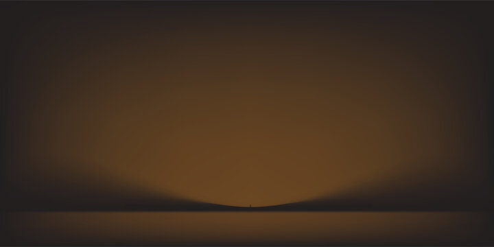 Dark gold gradient background studio with two lights shiny abstract pattern, modern and luxury empty room interior for premium product display lighting.