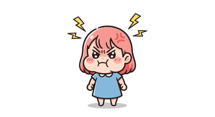 Vector cartoon illustration of a little girl with a big pencil and headphones smiling for school education and drawing art