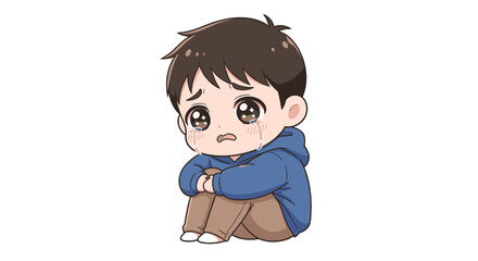 Funny cartoon boy character illustration of a cute small smiling child vector drawing