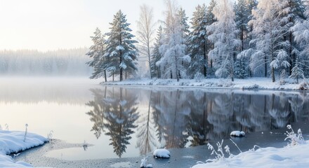 Peaceful Winter River Landscape