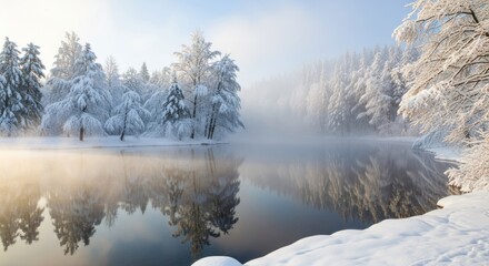 Peaceful Winter River Landscape