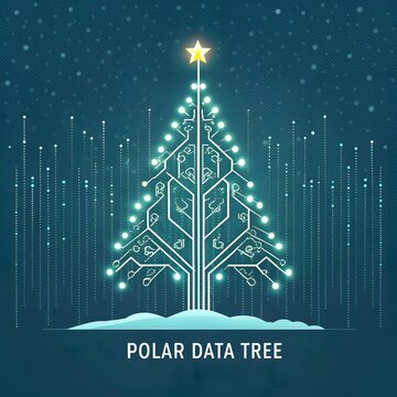 Circuit board Christmas tree illustration glowing star on top vector design for holiday technology c