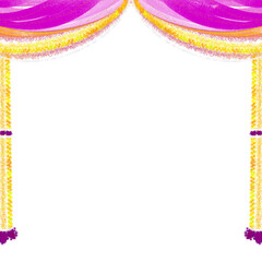 Luxurious Purple and Gold Stage Curtain Frame with Black Background