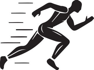 Silhouette of a runner in motion with speed lines