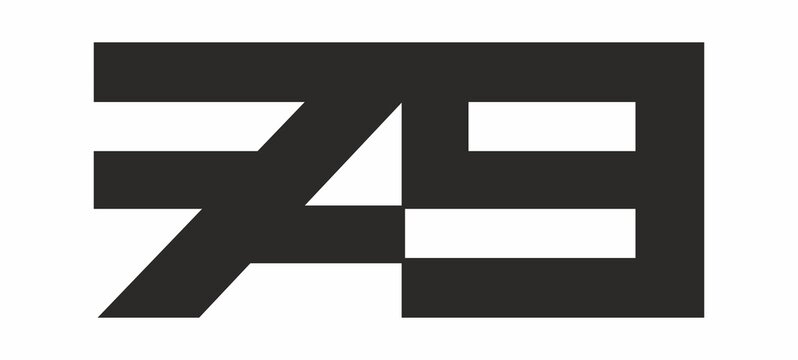 Abstract image of number 79. Isolated raster illustration on white background.