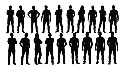 Diverse human silhouettes collection isolated on white background, Vector
