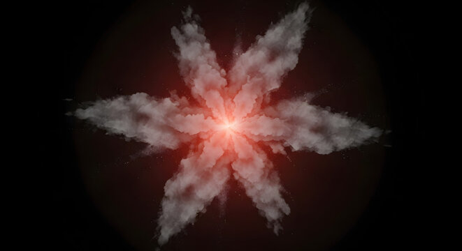 Explosion of white powder radiating from central red light - Powered by Adobe