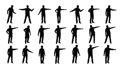 People pointing silhouettes collection isolated on white background, Vector