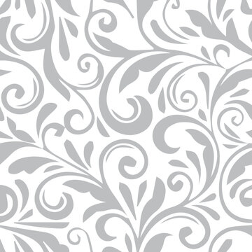 Elegant grey floral swirl pattern seamless background design art