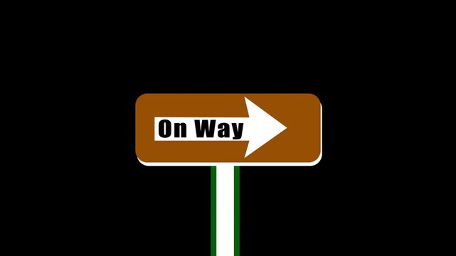 Abstract close up slow motion of one way text with arrow symbol traffic sign signaling to car traffic only one-way movement direction left to right way