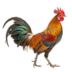 Fototapeta premium Sri Lankan Junglefowl Standing Isolated on White Background