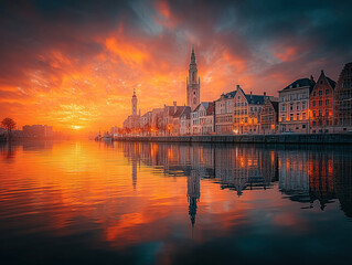 Fototapeta premium Antwerpen Belgium skyline
