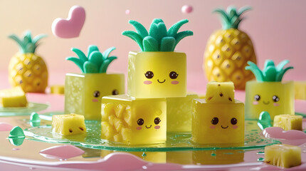 Cute Pineapple Cubes A Delicious & Playful Treat With Kawaii-Inspired Design