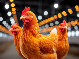 Fototapeta premium Broiler chicken farm interior